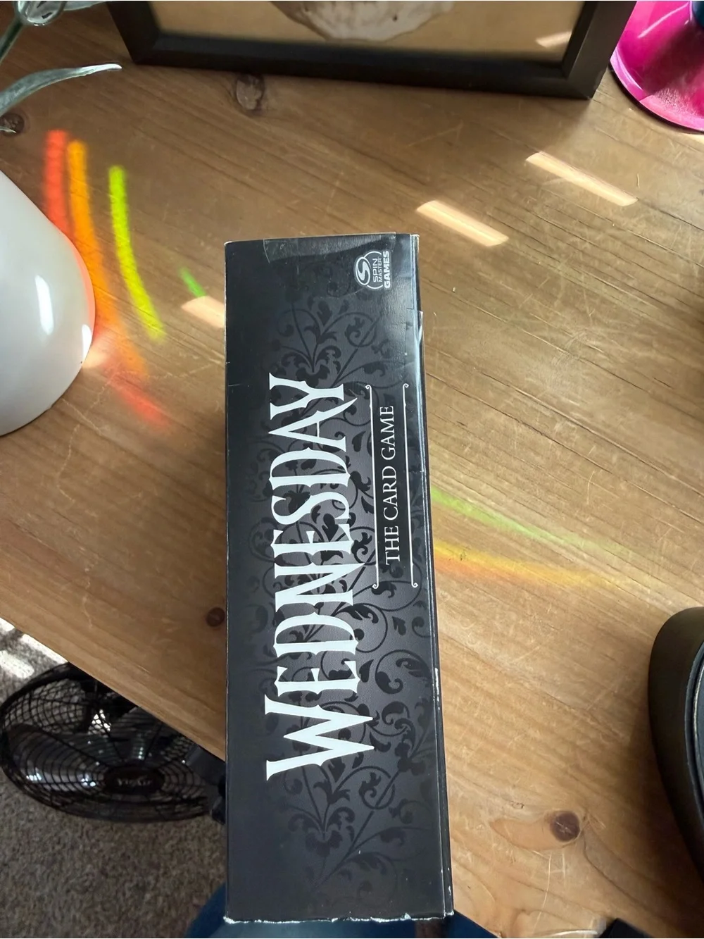 New Wednesday The Card Game - Black Box with Colorful Stained Glass Artwork